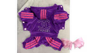 Велюровий костюм "CHANEL" з лампасами (фіолетовий)