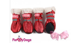 Зимові чобітки ForMyDogs (червоні, блиск.)
