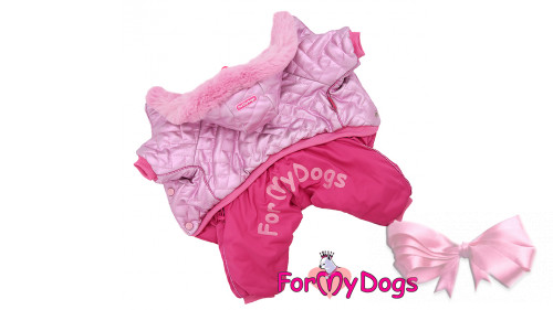 Зимний комбинезон с капюшоном для собак ForMyDogs розовый