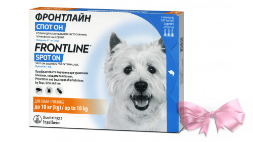 FrontLine Spot On (Фронтлайн) краплі на холку від бліх та кліщів для собак до 10 кг