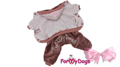 Велюровий костюм For My Dogs "Блискітки" утеплений (коричневий)