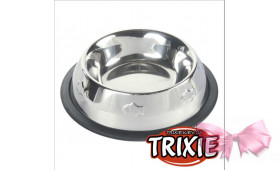 Нержавіюча миска нековзна Trixie Stainless Steel Bowl нержавіюча з гумкою 0.2L / 15cm