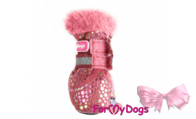 ЗИМНІ Чоботи суцільнокроєні для собак FMD штучна рожева замша рожеві