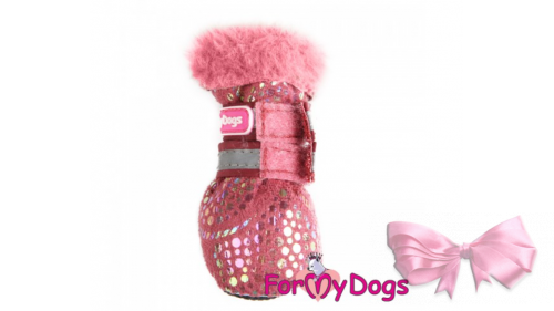 ЗИМНІ Чоботи суцільнокроєні для собак FMD штучна рожева замша рожеві