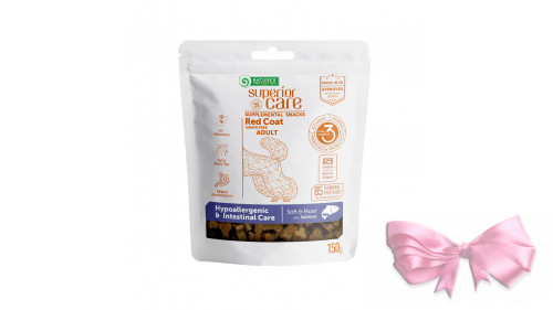 Беззернові ласощі для дорослих собак всіх порід з рудим окрасом шерсті Nature's Protection Superior Care Red Coat Hypoallergenic & Intestinal Care з лососем, 150г